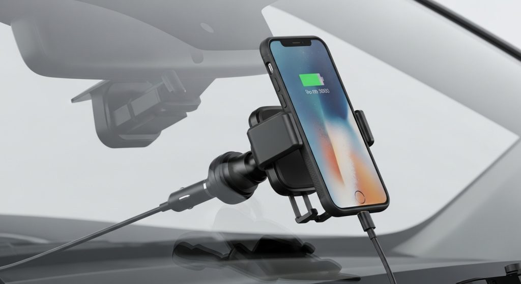 how to charge phone with mount on driver side windshield