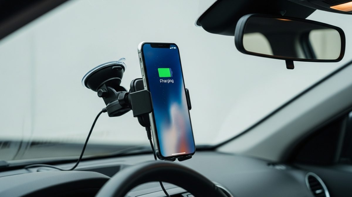 how to charge phone with mount on driver side windshield