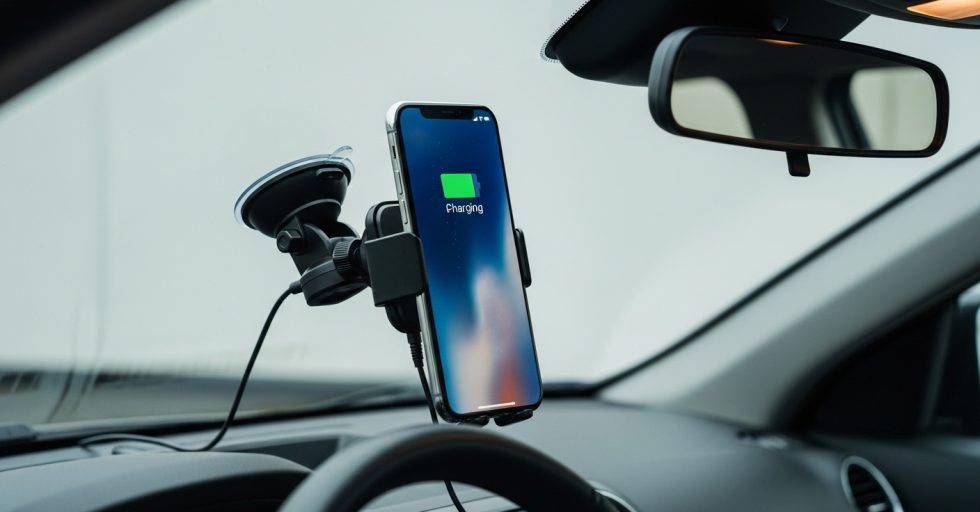 how to charge phone with mount on driver side windshield